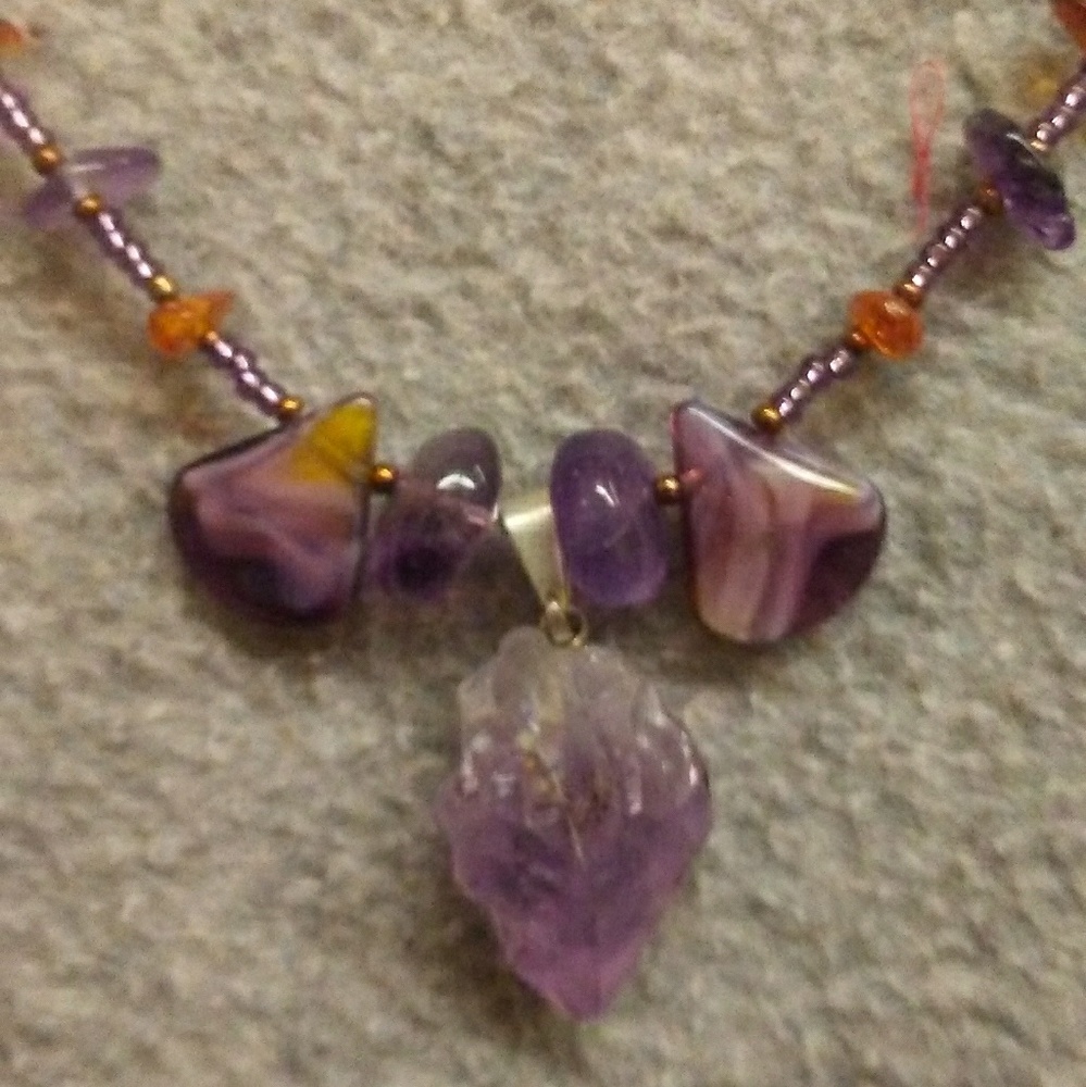 Amethyst and Amber Necklace